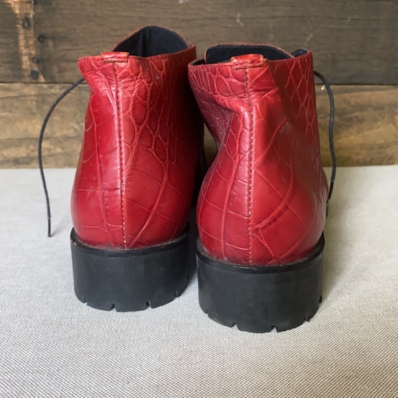 Red Alligator Skin Ankle Boots - Picture 4 of 6